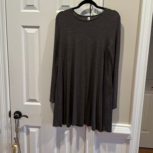 Zenana Premium Dark Heather Agra Tunic Dress with Pockets sz M